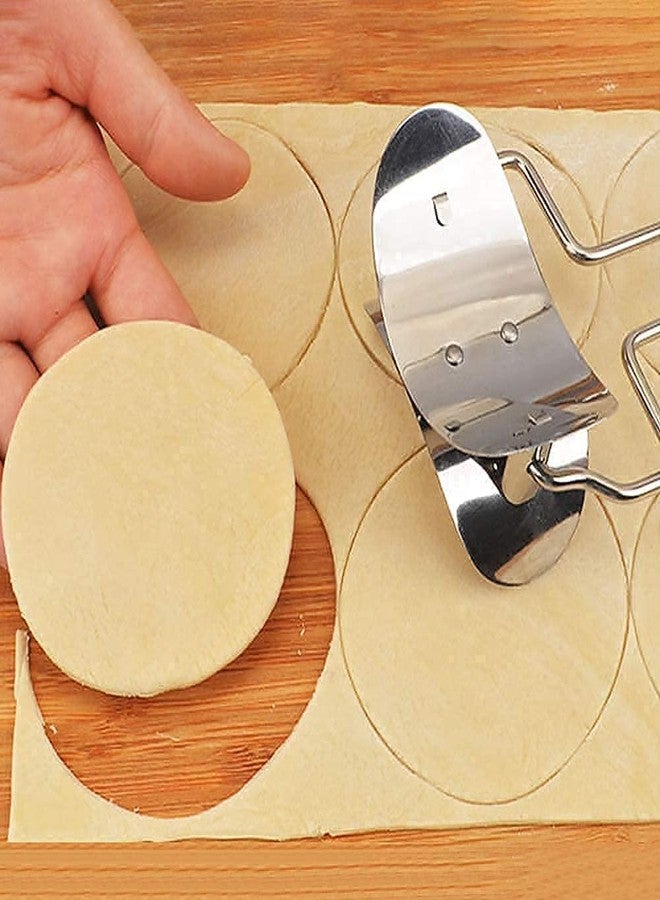 Mirvaan Manual Stainless Steel Puri Cutter Roller with Handle for Home Baking Tools for Women, Dough Circle Roller Cutter for Kitchen, Aloo Poori Cutter Roller - Image 1